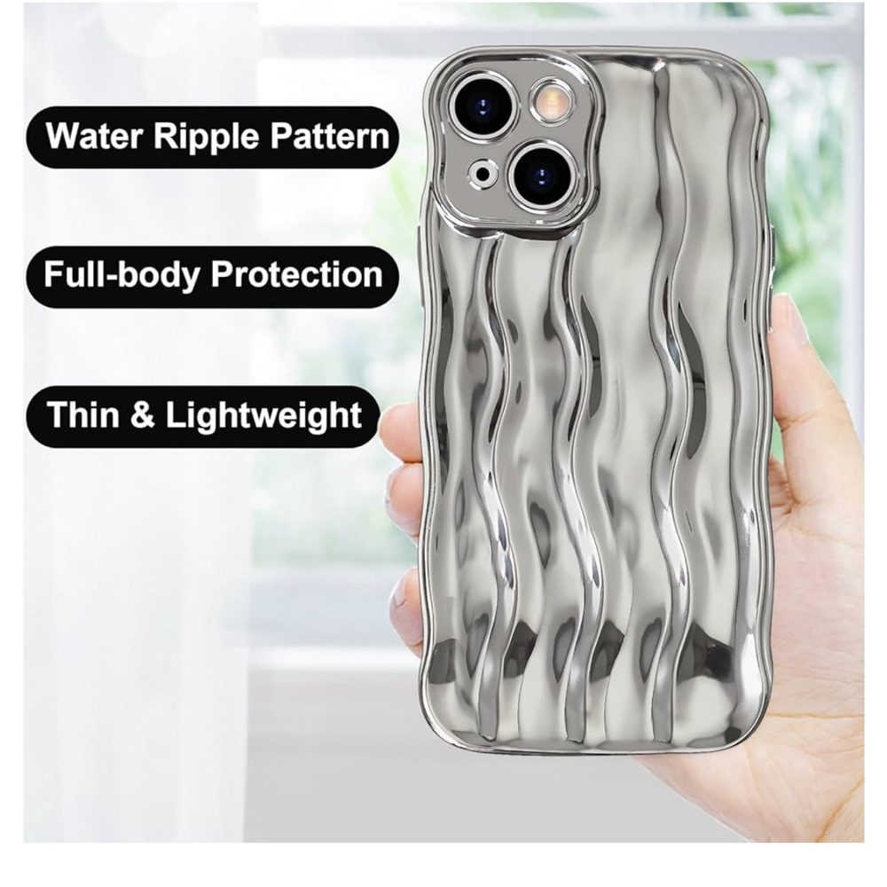 iPhone 13 MAX Silver Wave Pattern phone Case water ripple thin lightweight